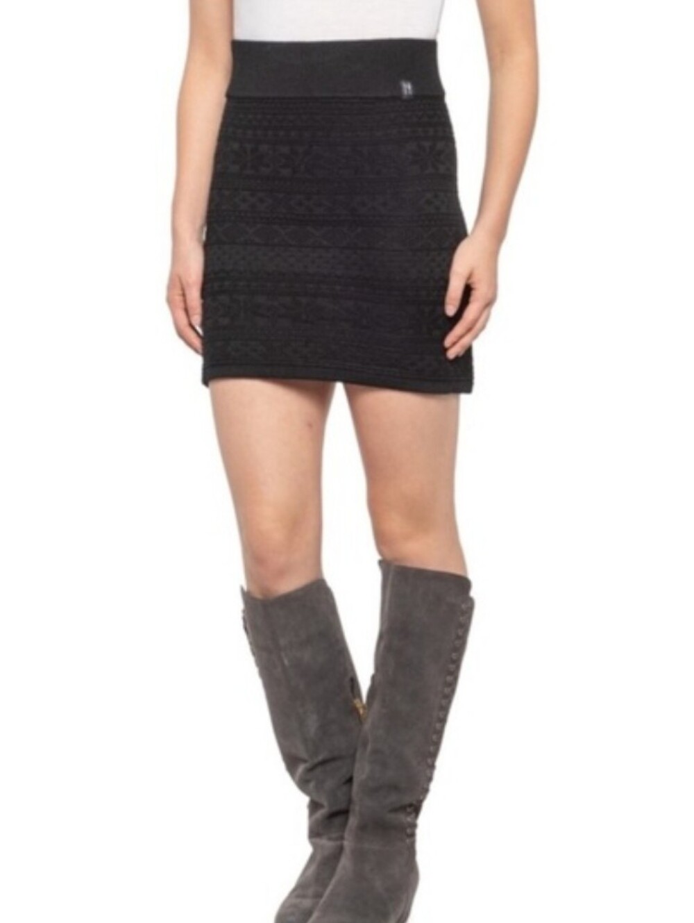 Neve Black Wool Blend Piper Skirt Medium